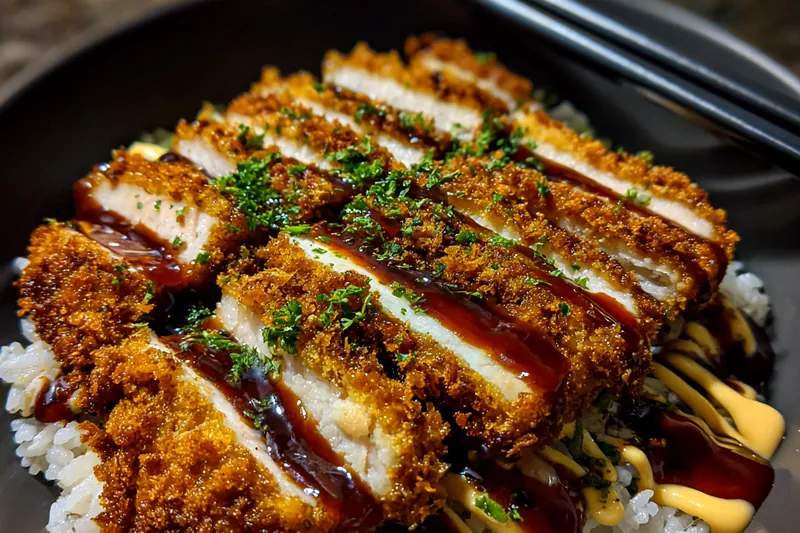 Fresh ingredients for Crispy Fried Cutlet Bowl