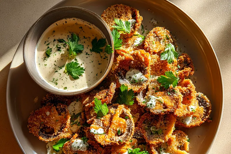 Fresh ingredients for Crispy Fried Mushrooms