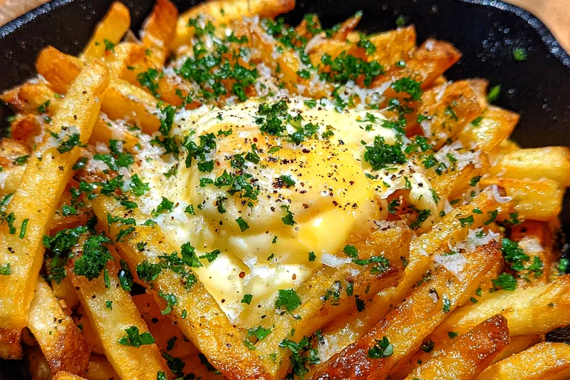 Cooking process for Crispy Fries with Garlic Aioli