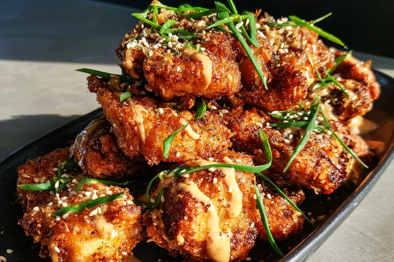 Cooking process for Crispy Hawaiian Mochiko Chicken