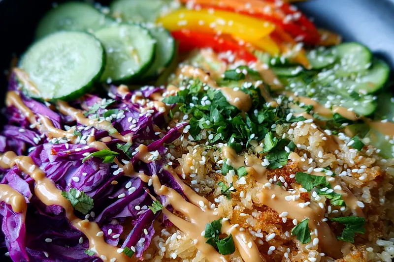 Cooking process for Crispy Rice Vegetable Salad