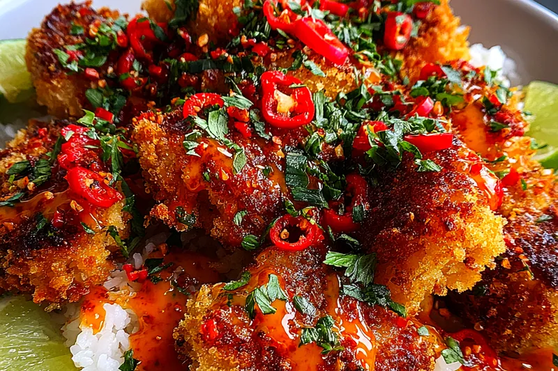 Fresh ingredients for Crispy Spicy Fried Chicken