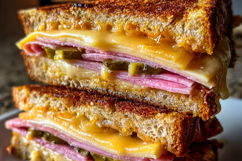 Cooking process for Cuban Grilled Cheese Sandwich