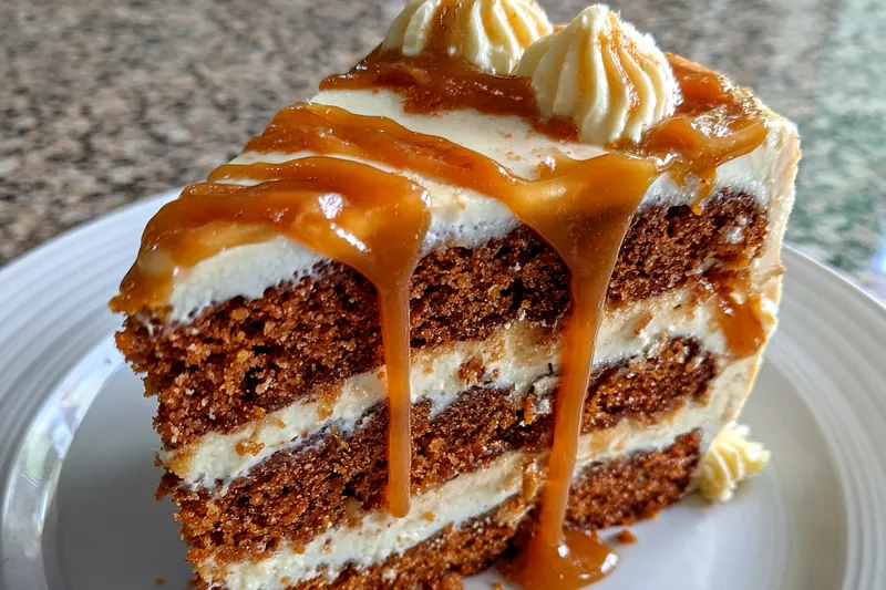 A process shot of mixing the cake batter for Decadent Coffee Caramel Cake, showcasing the creamy texture.