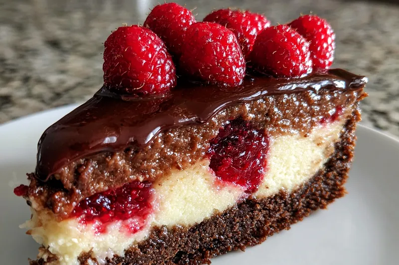 A step-by-step photo showcasing the baking process of Decadent Raspberry Cheesecake Delight.