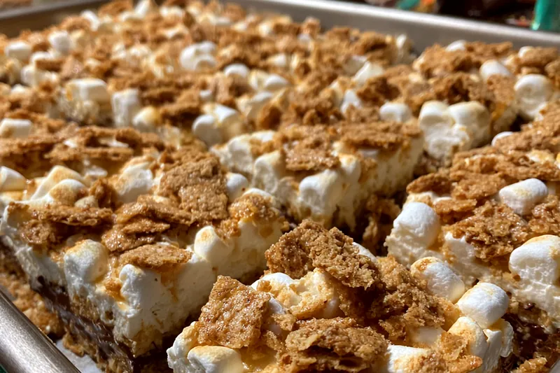 Cooking process for Decadent S'mores Brownie Squares