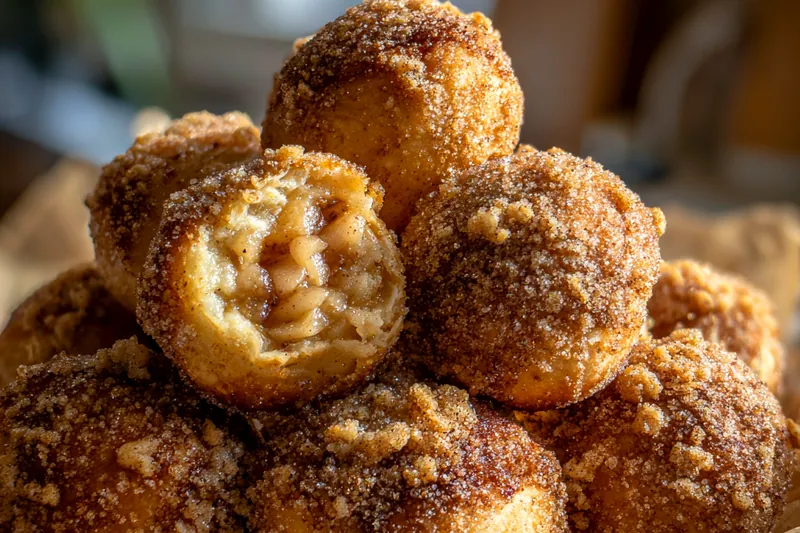 A close-up of Delectable Caramel Apple Bombs baking in the oven, with golden crusts forming.