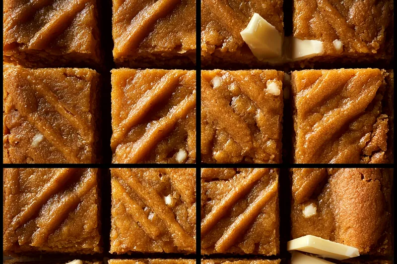 Chef Mitchell pouring the batter into a baking pan for the Delicious Biscoff Blondies.