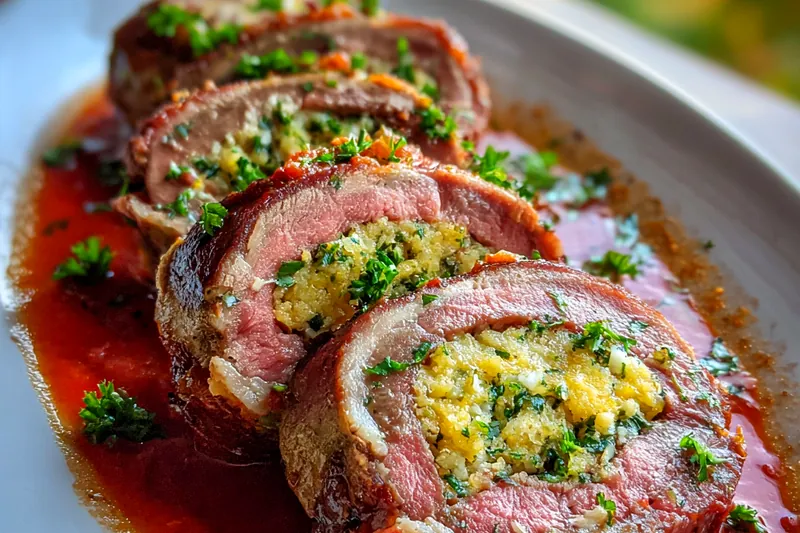 A vibrant display of fresh ingredients for Delicious Italian Braciole Recipe including flank steak, breadcrumbs, and herbs.