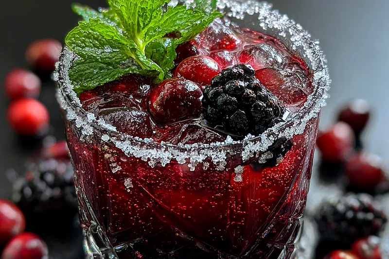 Colorful array of fresh berries and citrus fruits used in Festive Berry Christmas Punch.