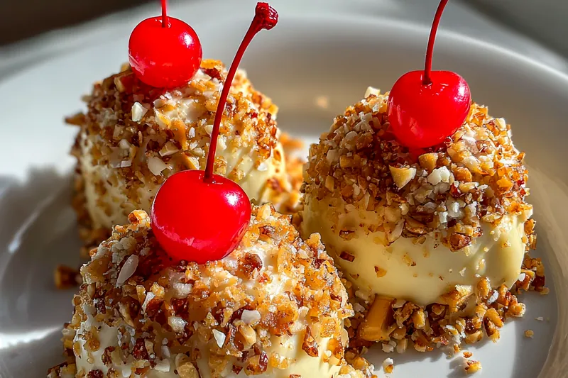 Fresh cherries, almond flour, cocoa powder, and other ingredients laid out for Festive Cherry Bomb Treats.