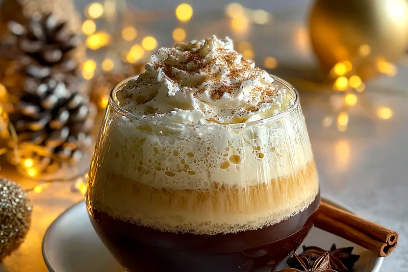 Chef Mitchell blending ingredients for the Festive Eggnog Cocktail, showcasing the preparation process.