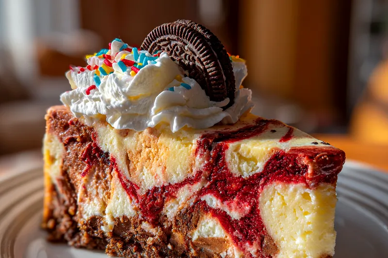 Cooking process for Festive Velvet Cheesecake