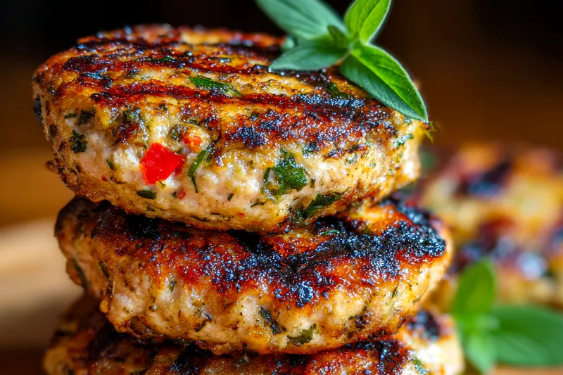 Chef Mitchell grilling Flavorful Greek Chicken Burgers to perfection.