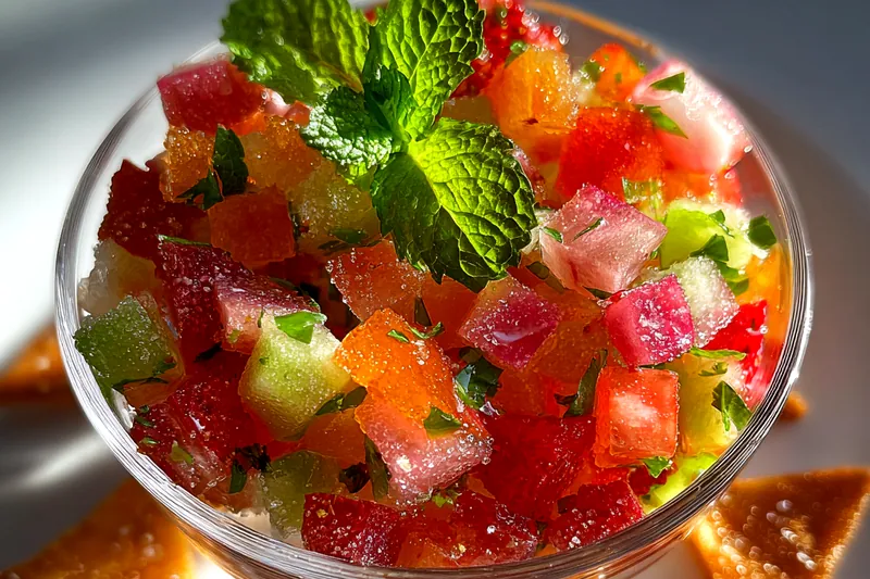 Cooking process for Fresh Fruit Salsa Delight