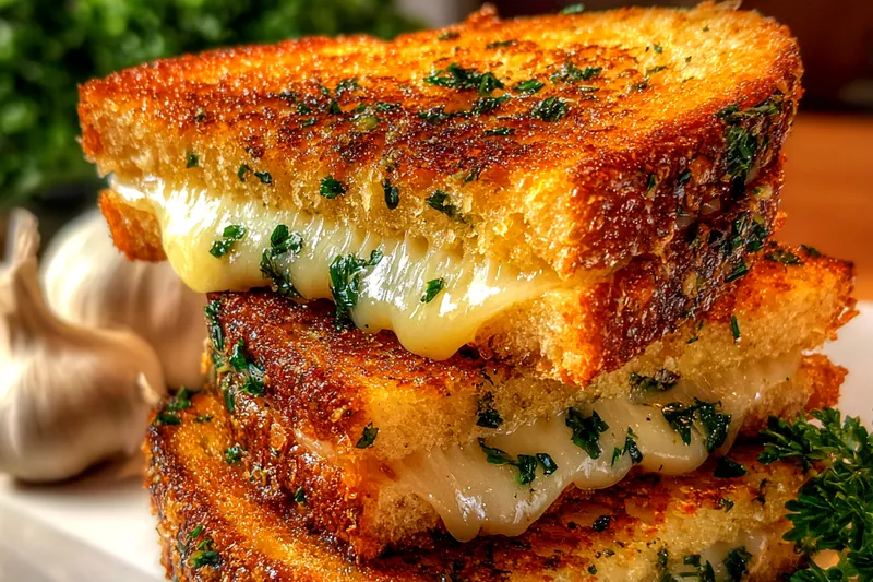 Cooking process for Garlic Herb Grilled Cheese