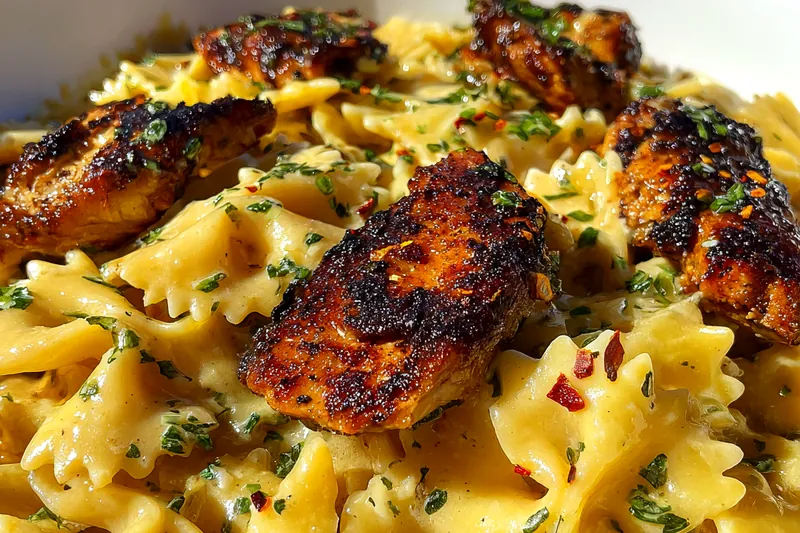 Cooking process for Garlic Herb Grilled Chicken Pasta