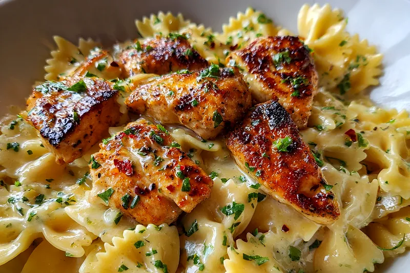 Fresh ingredients for Garlic Herb Grilled Chicken Pasta