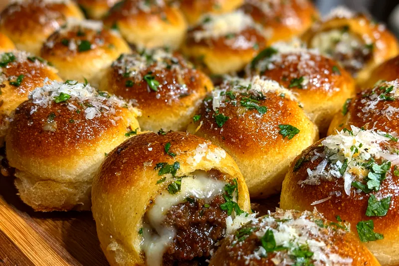 Cooking process for Garlic Parmesan Cheeseburger Bombs