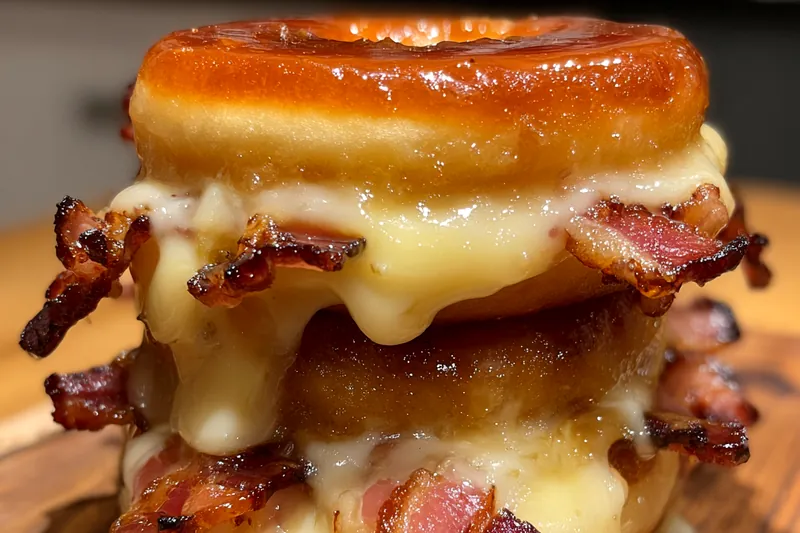 Cooking process for Glazed Donut Bacon Sandwich