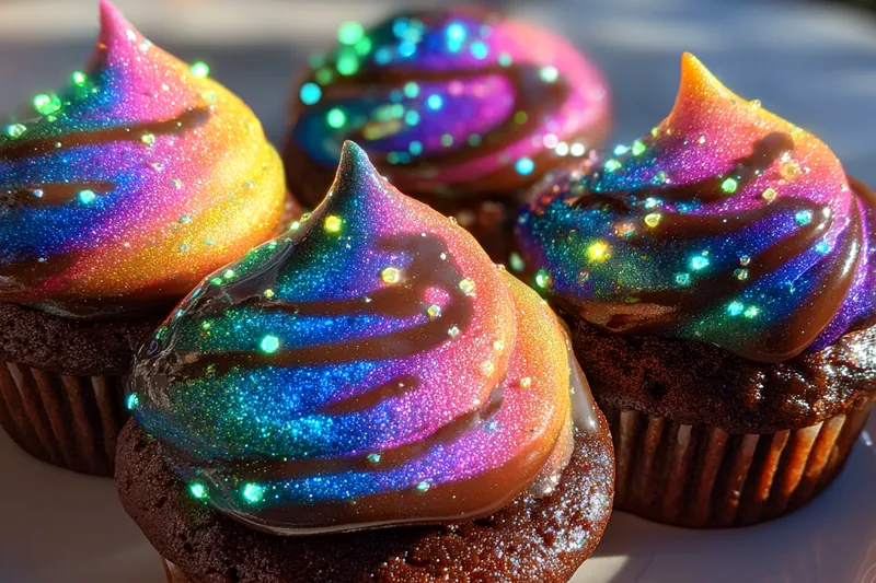 Cooking process for Glowing Rainbow Cupcakes