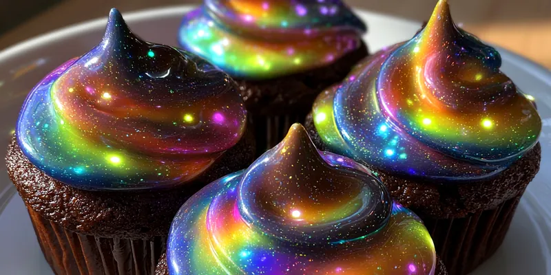 Glowing Rainbow Cupcakes
