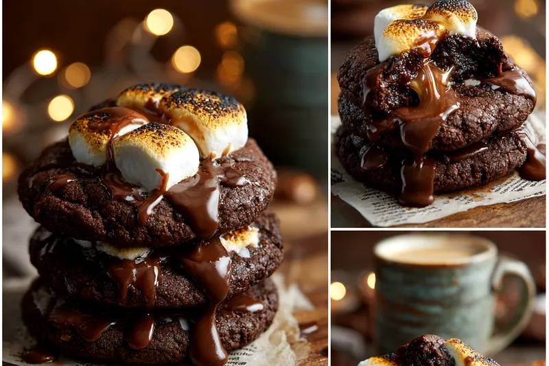 Cooking process for Gooey Chocolate Marshmallow Cookies