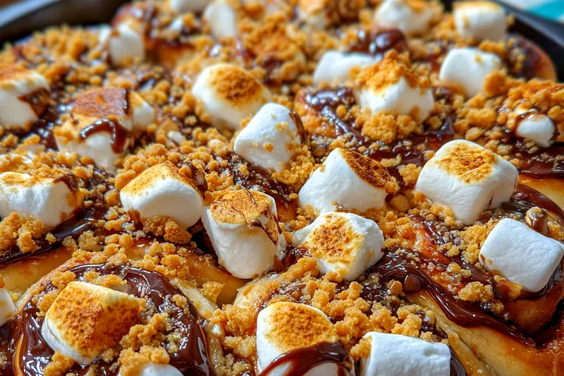 Cooking process for Gooey Chocolate Marshmallow Rolls