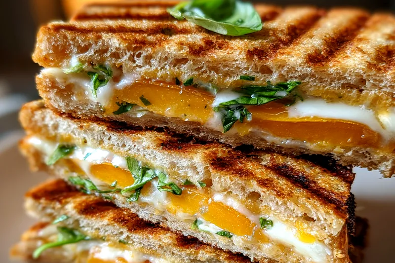 Fresh ingredients for Gourmet Peach Cheddar Sandwich