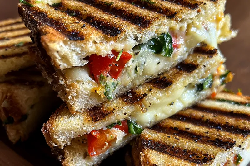Cooking process for Grilled Cheese Bruschetta Delight