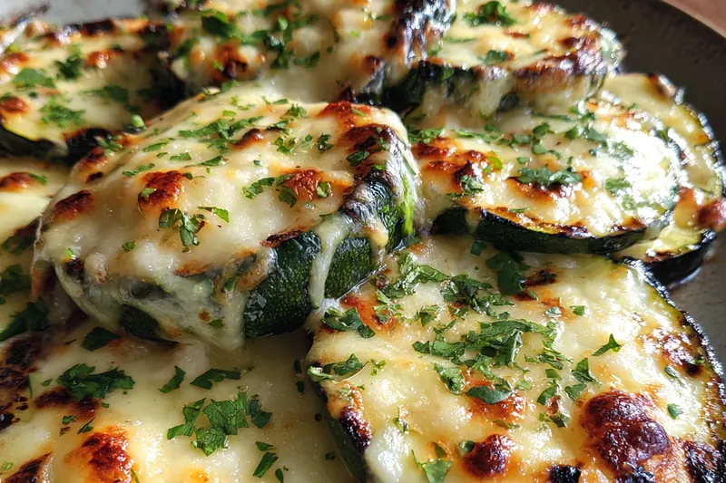 Cooking process for Grilled Cheesy Zucchini Slices