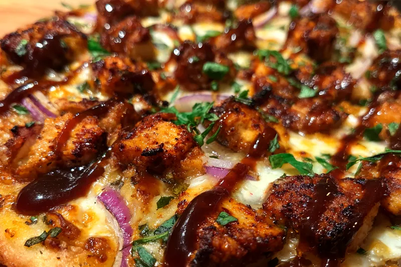 Fresh ingredients for Grilled Chicken BBQ Pizza