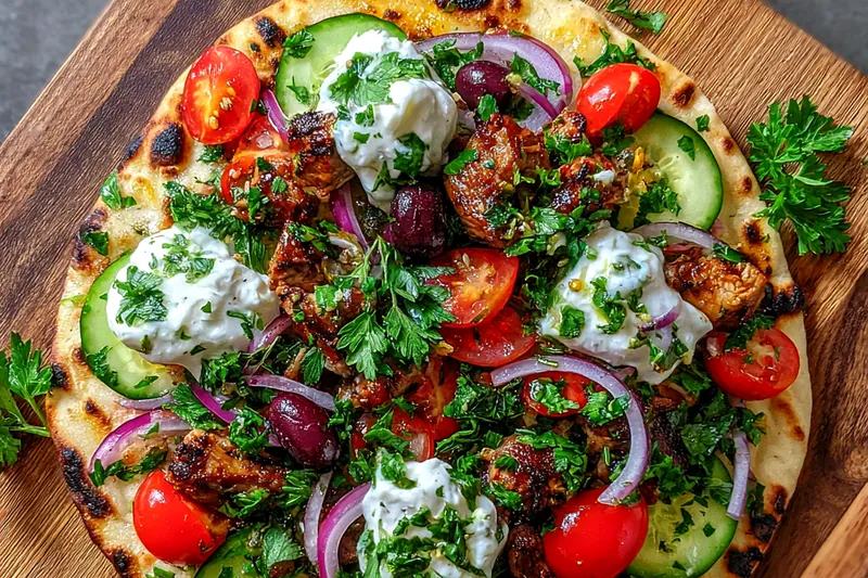 Fresh ingredients for Grilled Chicken Flatbread Delight