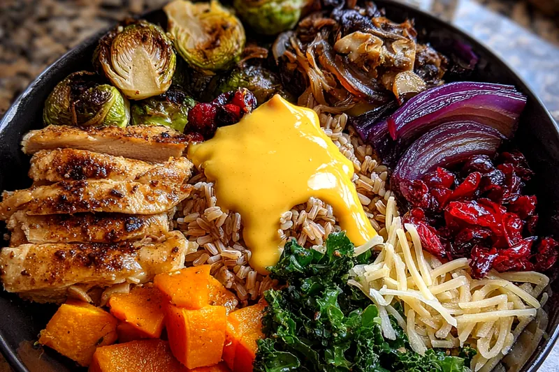 Cooking process for Grilled Chicken Harvest Bowl