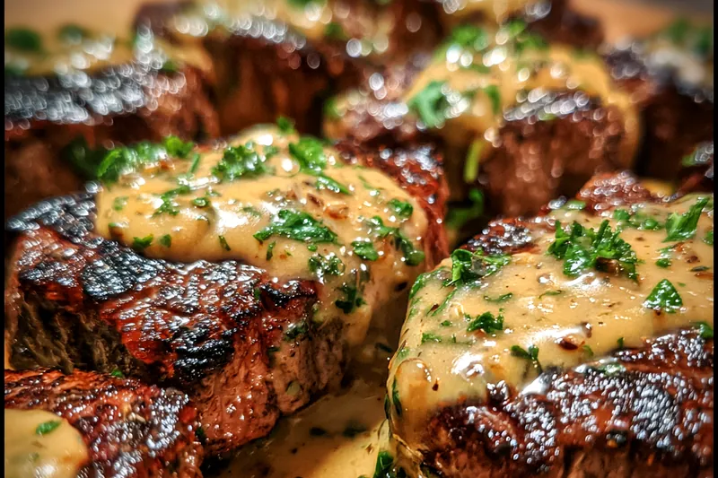 Cooking process for Grilled Herb Cream Steaks