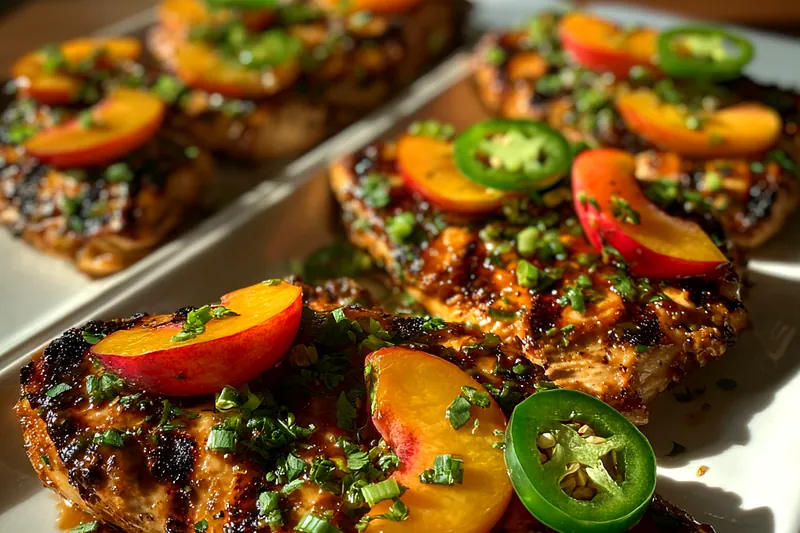 Fresh ingredients for Grilled Peach Jalapeño Chicken