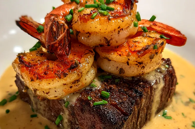 Cooking process for Steak with Shrimp Cream Sauce