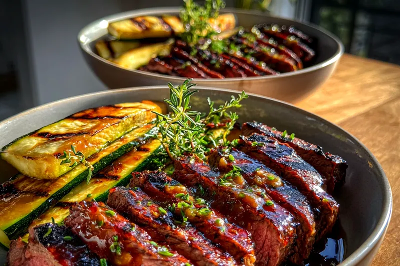 Cooking process for Grilled Steak and Zucchini Bowl