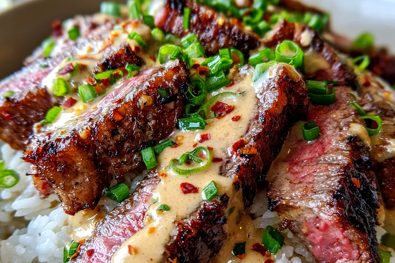 Fresh ingredients for Grilled Steak with Creamy Sauce