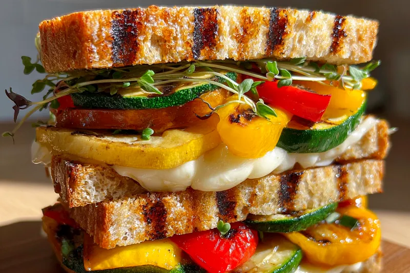 Cooking process for Grilled Veggie Mozzarella Sandwich