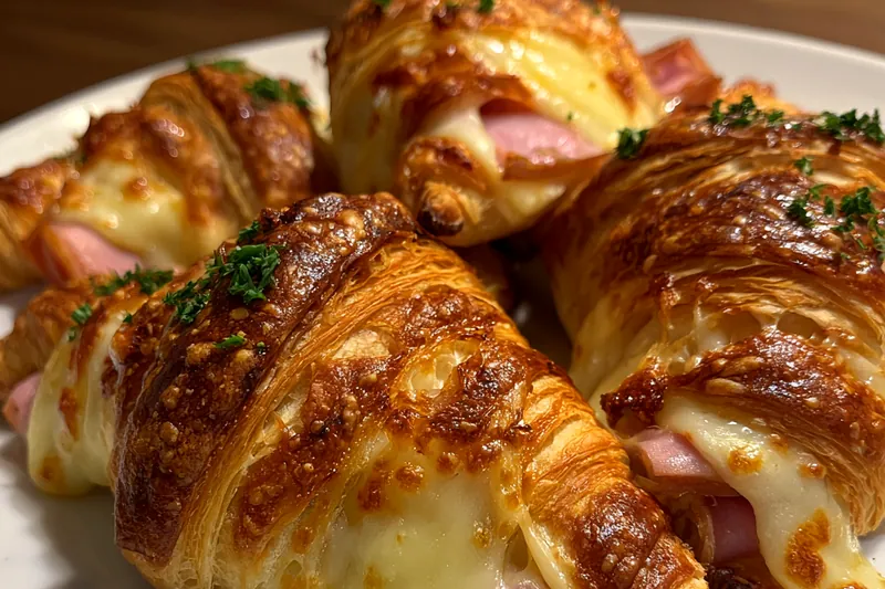 Fresh ingredients for Ham Cheese Croissant Delight