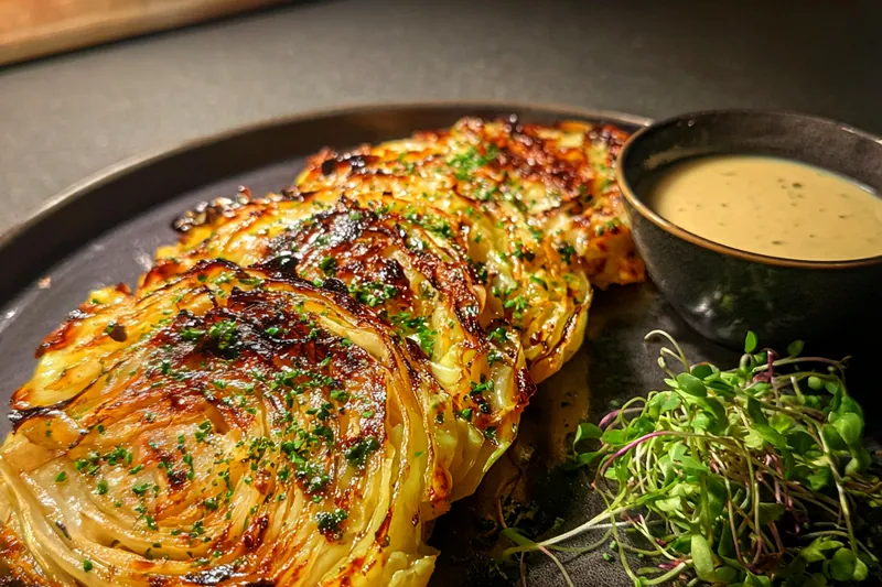Cooking process for Herb Roasted Cabbage Steaks