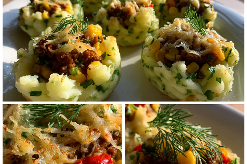 Cooking process for Herb Stuffed Potato Nests
