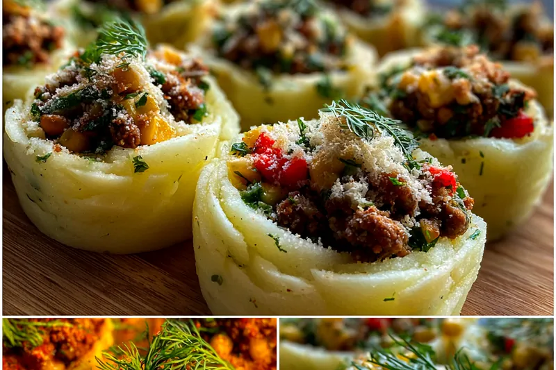 Fresh ingredients for Herb Stuffed Potato Nests