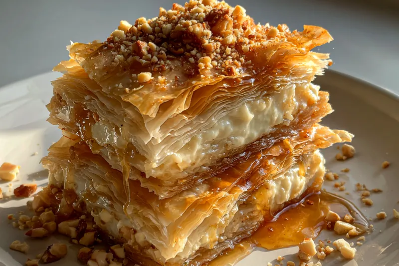 Cooking process for Honey Glazed Phyllo Stacks