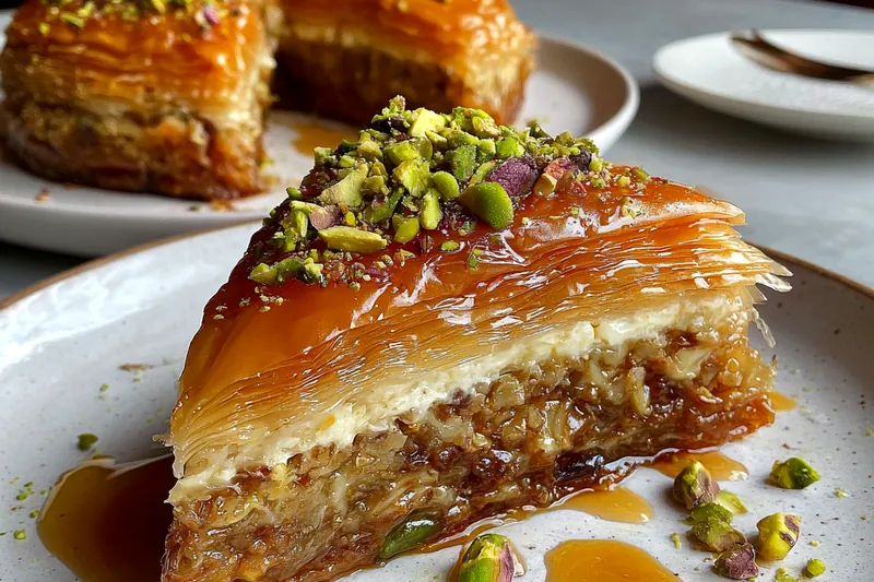 Cooking process for Honey Pistachio Layered Dessert