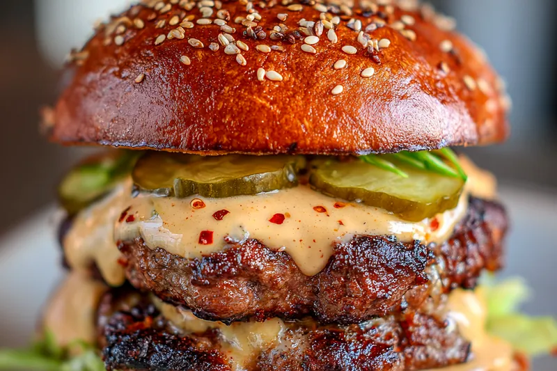 Fresh ingredients for Juicy Double Beef Burger