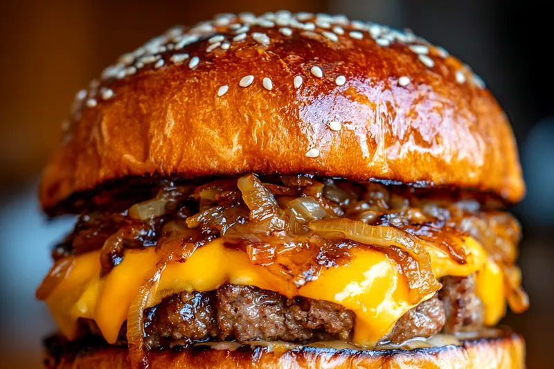 Cooking process for Juicy Onion Cheeseburger