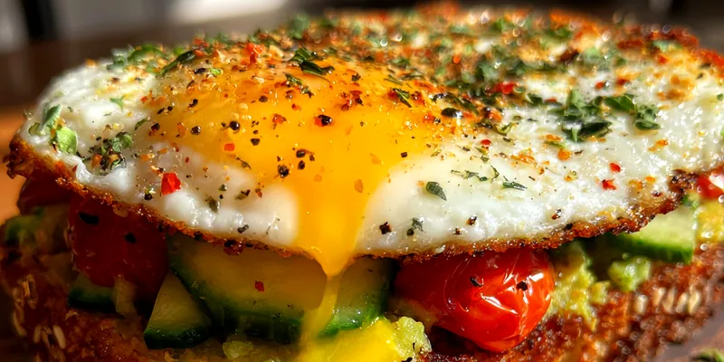Loaded Veggie Breakfast Toast with Sunny Egg