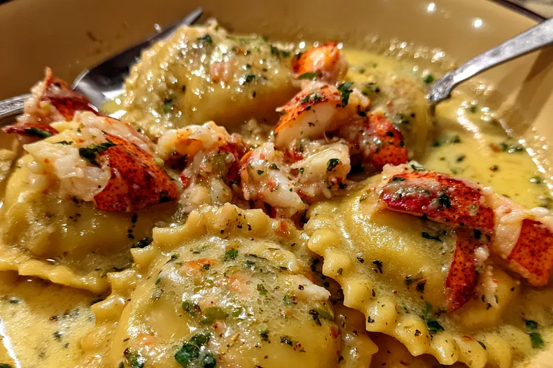 Fresh ingredients for Lobster Ravioli in Butter Sauce